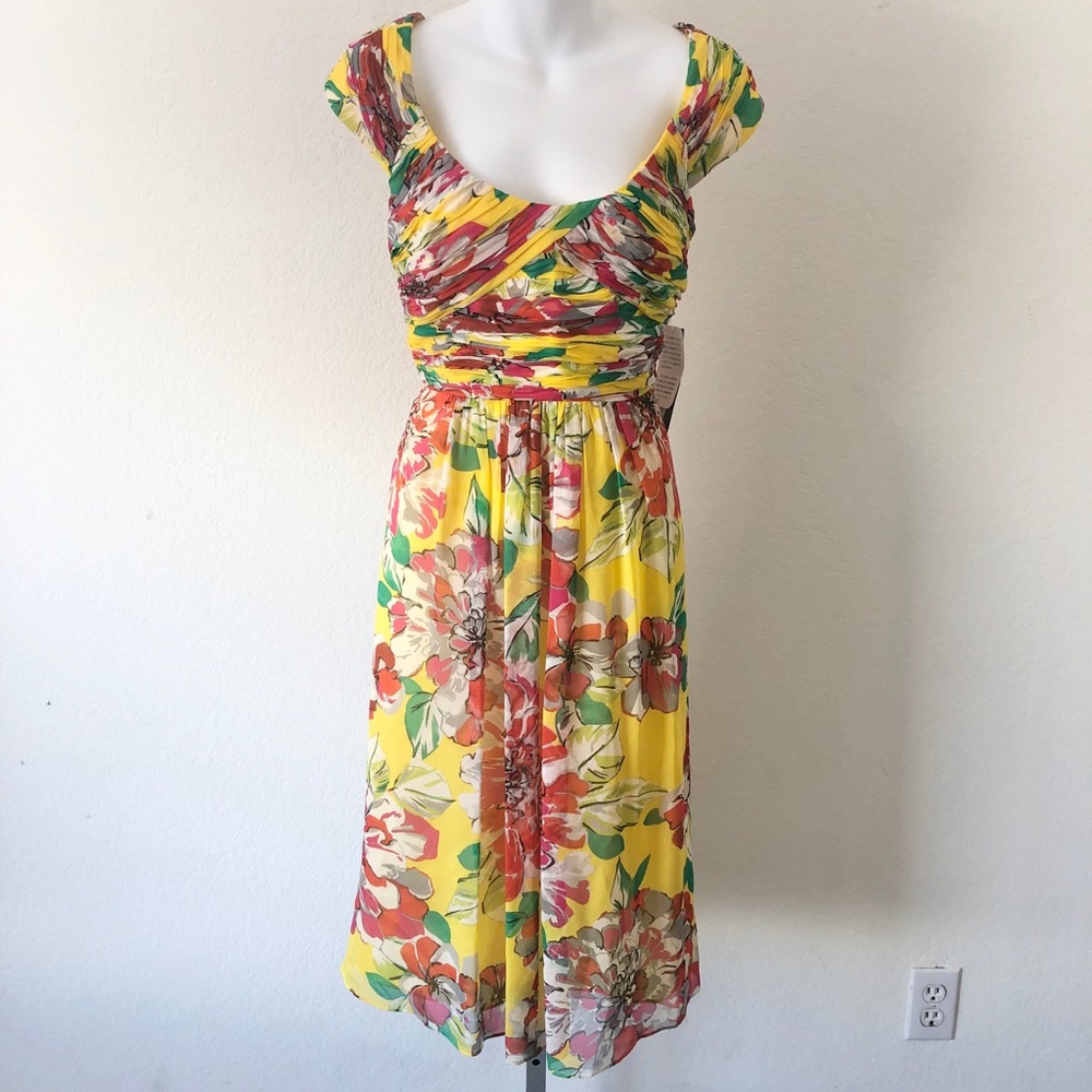 Jones New York Capped Sleeve Silk Dress